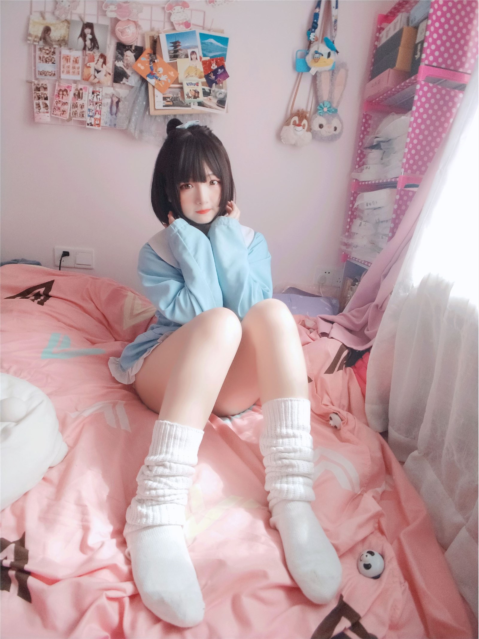 Kagura - No.63 light blue white socks(4)